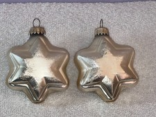 Christmas ornaments set of 2 glass silver stars AA1297