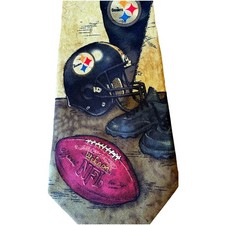 NFL Pittsburgh Steelers Silk Tie Dad Gift Football Superbowl Black Gold Vintage