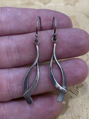Tom Kruskal Design Sterling Silver 925 Designer Signed Modernist Dangle Earrings
