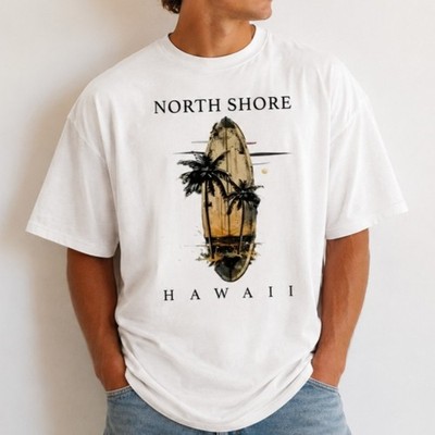 Short-Sleeve T-Shirt with North Shore Hawaii Elements, Surfboar