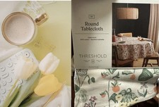 NEW Threshold Floral Tablecloth Spring Easter Round 70" French Country Cottage
