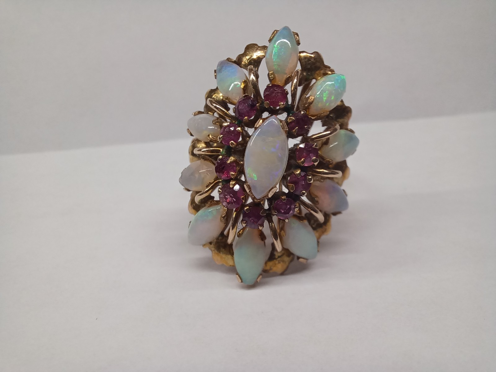 Vintage 10k Opal / Ruby Ring