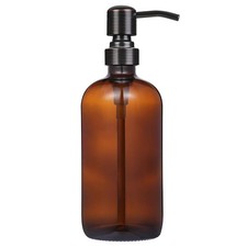 Amber Glass Jar Soap Dispenser With Oil Rubbed Bronze Pump16oz Round Bottle Disp