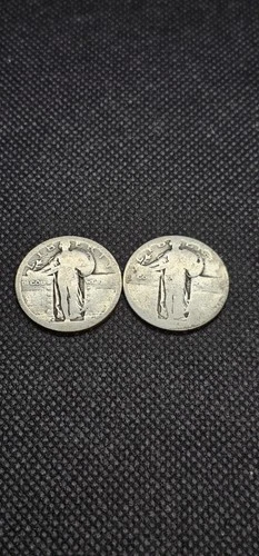 Lot of 2 Standing Liberty Quarters D Mint Mark On 1 Silver Dates worn off
