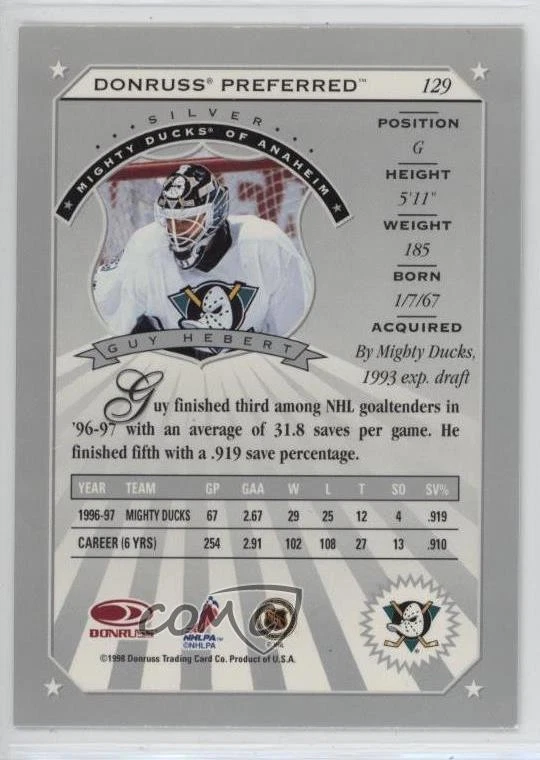 1997-98 Donruss Preferred Silver Guy Hebert #129 - Image 2 of 2