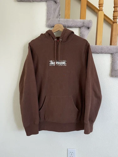 Sweat à capuche logo Supreme Bandana Box. Marron. Medium