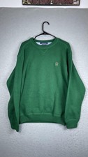 Tommy Hilfiger Sweater Mens Large Green Crewneck Cotton Knit Pullover Crest Logo