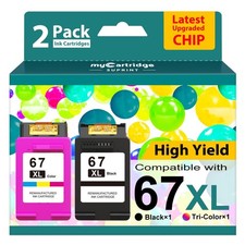 67XL Ink Cartridges Black/Color Combo Pack Replacement for HP Ink 67 67XL HP ...