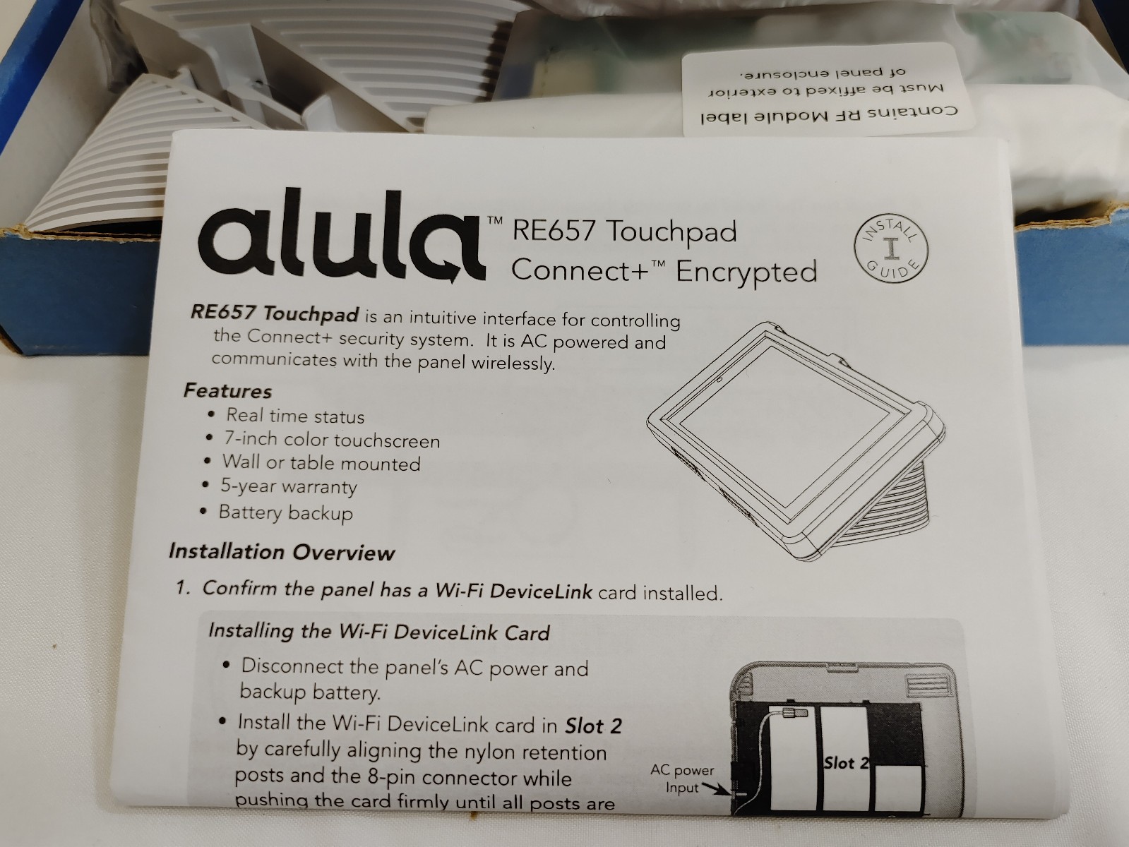 Alula RE657W-R Touchpad 