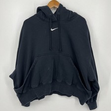 Nike Hoodie Women's Size L Black Center Swoosh Logo Pullover Drawstring