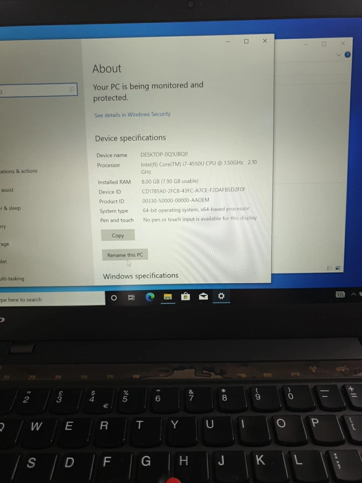 LENOVO X1 CARBON  I7-4550U 8GB 128SSD ( WINDOWS 10) - Image 2 of 4