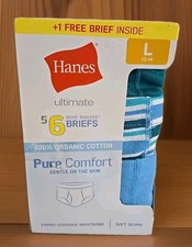 Hanes Ultimate 5 1 Briefs Boy L 12-14 Tagless 100 Organic Cotton Pure Comfort