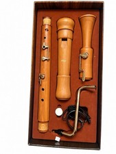 Hohner Bass Recorder with Bocal Mint condition Wooden Wood Maple With Box Origin