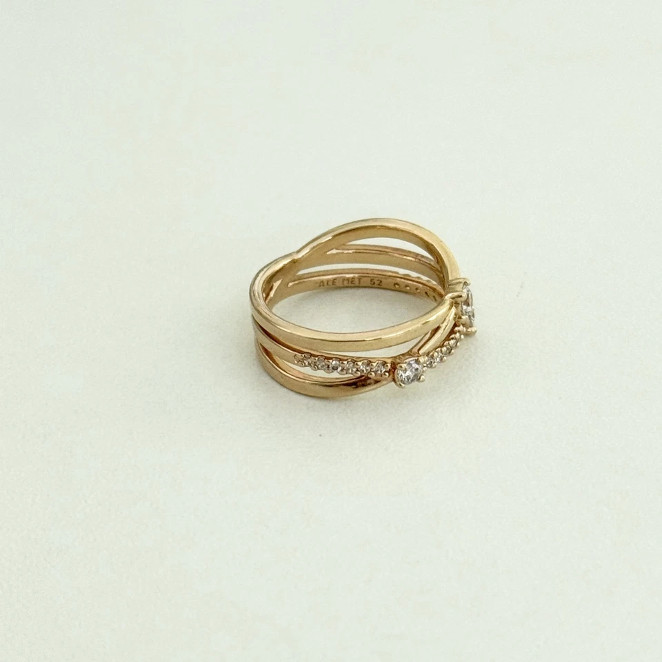 Pandora Brillante Triple Banda Transparente Circonita cúbica Chapado en Oro Rosa Brillante Anillo Talla 6 Foto 3 de 4