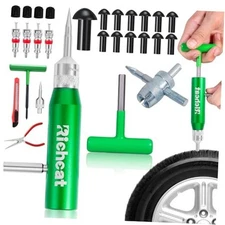 Richcat Tubeless Tire Puncture Repair Kit with Mushroom Plug, 12Plugs Kit