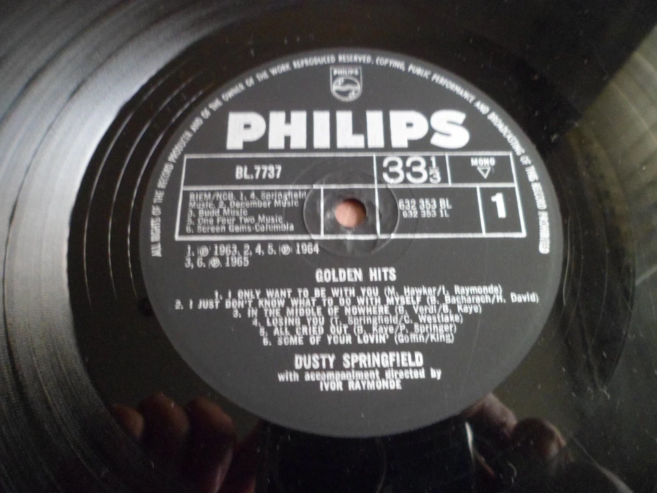 DUSTY SPRINGFIELD: GOLDEN HITS 1st PRESS 1966 BLACK/SILVER PHILIPS LP 33RPM EX- - Image 3 of 3