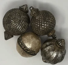 4 Decorative Wood Balls Distressed Gold Silver And Brass Color 3 To 5”