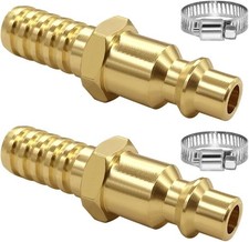 2PCS 3/8" Barb x 1/4" Coupling Industrial Air Hose Quick Connect Air Plug Fit...