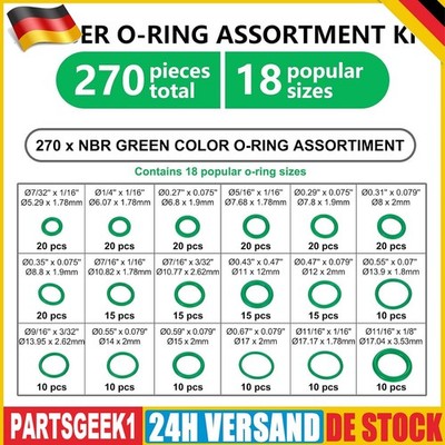 Klima-Anlage-Dichtungsringe 270-tlg HNBR O-Ring KFZ Klima Dichtung NEU