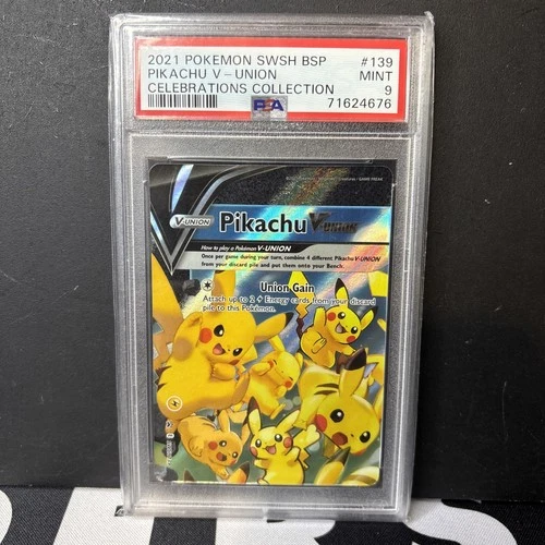 2021 Pokemon SWSH BSP Celebrations Collection #139 Pikachu V Union PSA 9 MINT!