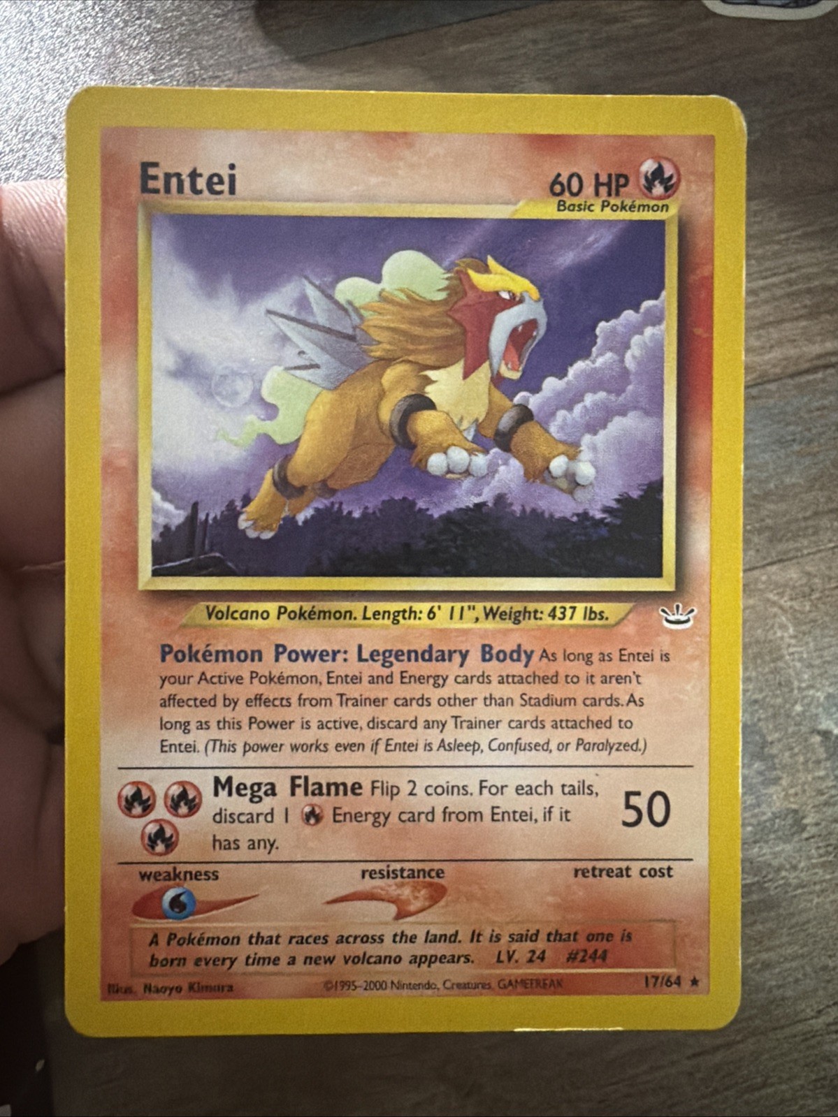 Entei 17/64 Neo Revelation Pokemon TCG Unlimited Edition Rare Card - MP
