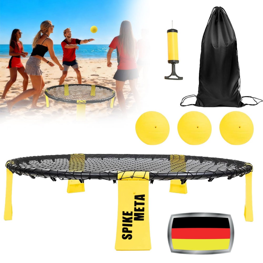 NEU! Outdoor Spikeball Set mit Netz, Bälle & Tasche für Garten Strand Spielspaß