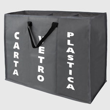 Ecobag platzsparende Tasche f&uuml;r M&uuml;lltrennung, 3 F&auml;cher, Papier, Glas, Kunststoff