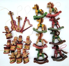 Vintage Russ Berrie & Co Wooden Christmas Ornament Lot of 19