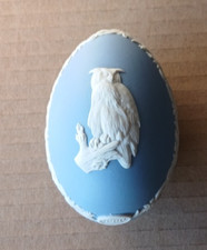 Wedgwood BLUE Jasperware OWL Bird Egg Box 1980