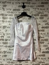 NEW Beautiful Formal Gown Dress Bridal Short Classic Lace Sleeve - WHITE - 4