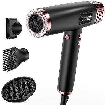 Ionic Hair Dryer with Diffuser - 1875W Fast Drying, Travel-Ready, Low Noise
