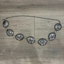 Y2K Whimsical Womens Silver Western Style Metal Concho Cowgirl Chain Belt