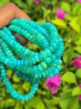 Natural Green Opal Rondelle Beads: Smooth Ethiopian Opal Strand, 8''
