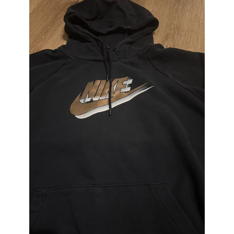 Nike Black Pullover Hoodie Rose Gold Swoosh Logo Women's Size L - Image 3 of 4