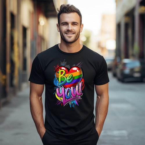"Be You, Be Proud Pride_63 Rainbow Heart T-shirt - Celebrate Your Colors in Styl - Picture 9 of 46