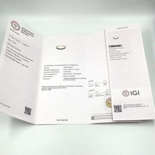 14kt Gelbgold Ring 1.66ct Smaragd IGI 585 Gold Schmuck Halb Memoire Ring Rw. 52 - Bild 5 von 13