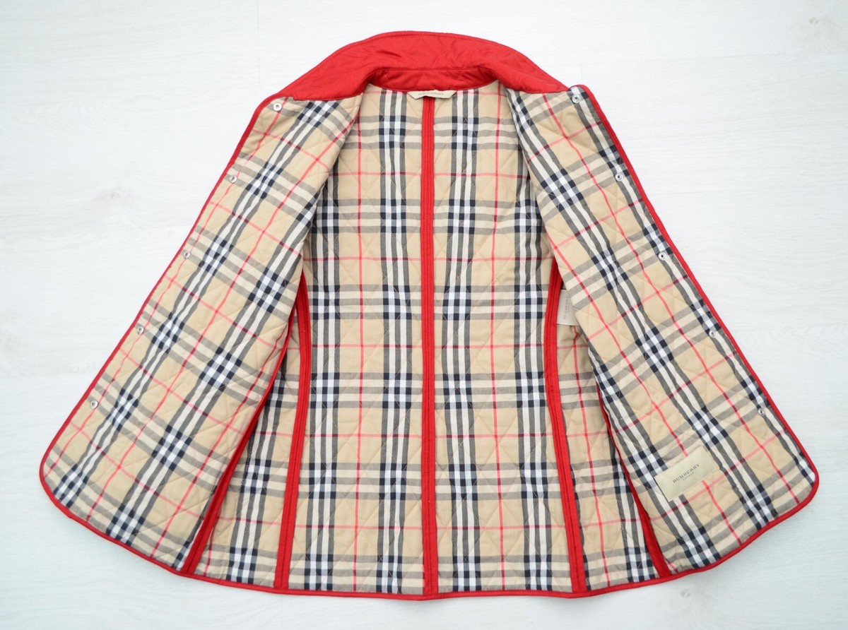 Authentic Women's Burberry London Quilted Red Jacket Coat Nova
