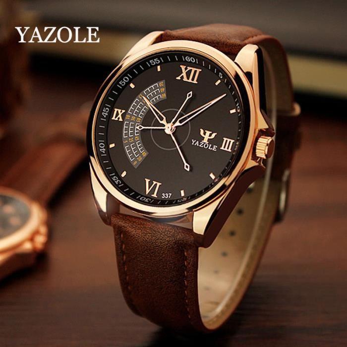 Montre classique homme à quartz avec cadran blanc et élégants chiffres romains