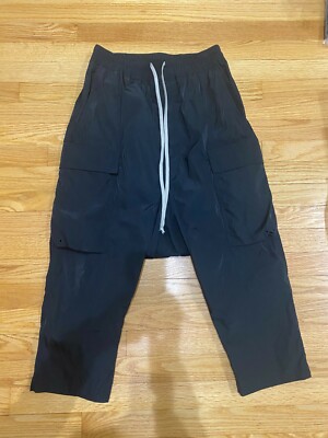 パンツ RICK OWENS CROPPED DRAWSTRING 46 Rick Owens Drawstring Cropped Black EDFU Drop Crotch Pants