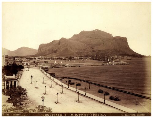 Photo Stéréo Vintage Italie Palerme Monte Pellegrino C1865 - Tirage Original Albuminé