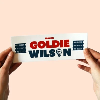 Re-Elect Mayor Goldie Wilson Sticker! , Back to the Future, michael j fox, bttf