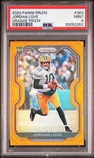 JORDAN LOVE 2020 PANINI PRIZM RC #363  *ORANGE PRIZM SP* 81/249 PSA 9 PACKERS