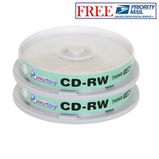 20 Pack Smartbuy CD-RW 1-12X 700MB/80Min High Speed Branded Logo Rewritable Disc