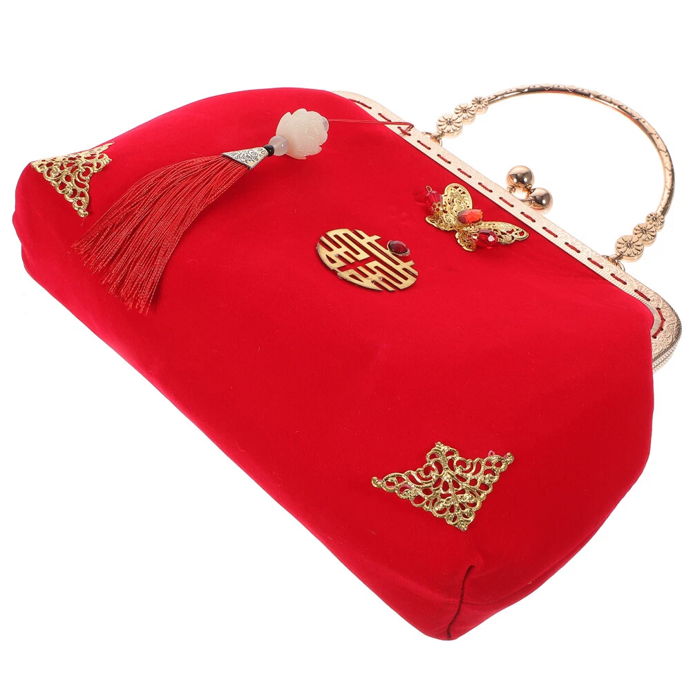 PADMARAJ Red Mirror Work Velvet Handmade Name Wallet Wedding Bridal Ladies  Customized Clutch Women Party Purse Bag : Amazon.in: Fashion