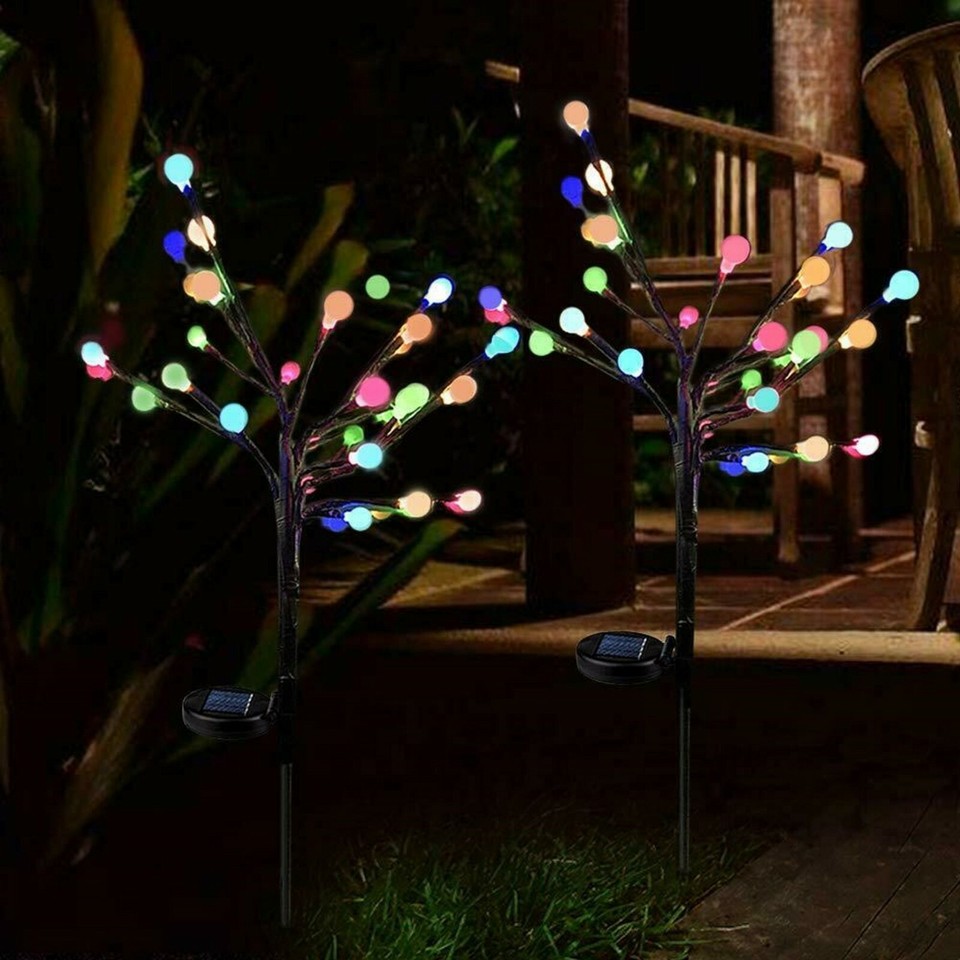 2 Pcs Solar Flowers LED Light Outdoor Garden Yard Stake Solar Flower Lights, Model: Red rose