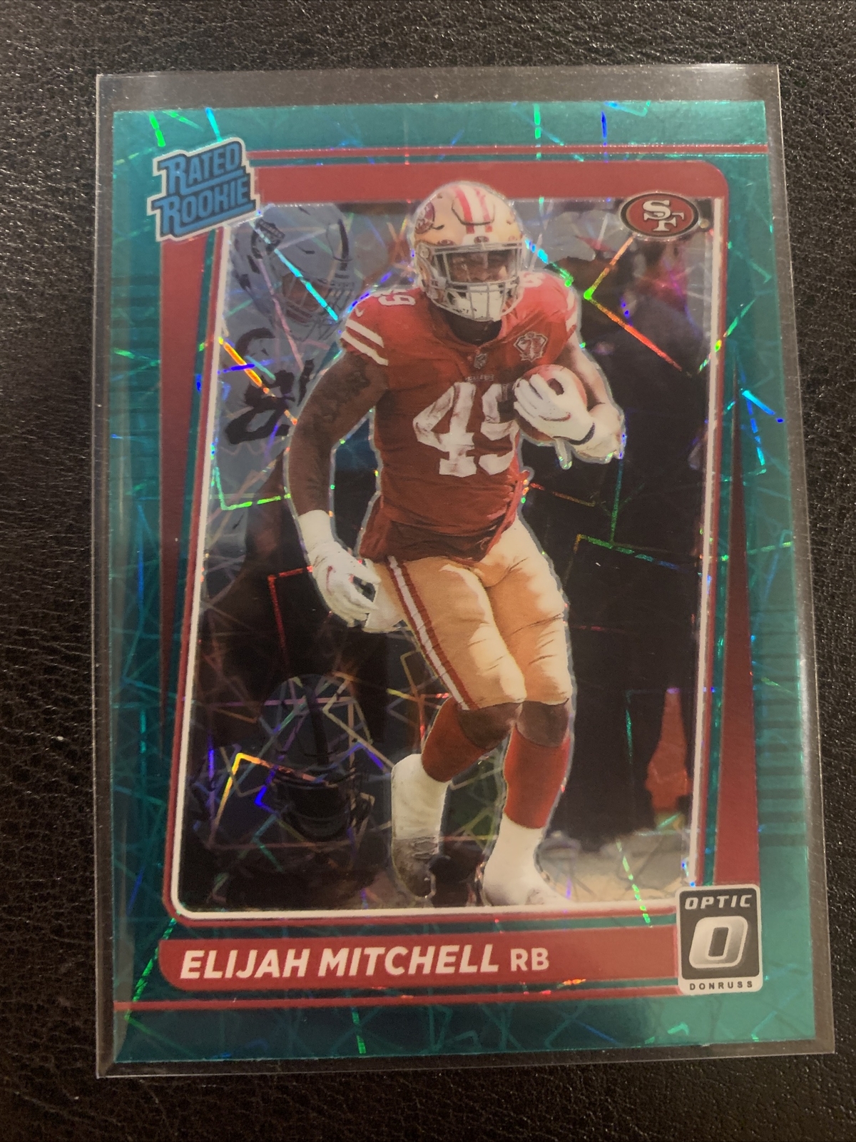 2021 Panini Donruss Optic Elijah Mitchell rated rookie Green Velocity #291 RC