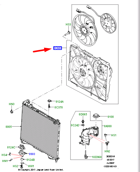 OEM Land Rover Range Rover L405 Motor & Fan LR082549 Genuine for 