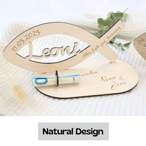 Personalisierter Fisch als Taufgeschenk, Taufdeko - Kommunion/ Firmung/Taufe