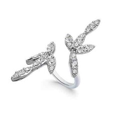 INC Concepts Silver Tone Crystal Swirl Bypass Ring Size 7