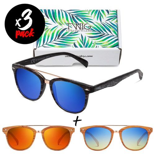 Tris occhiali da sole TWIG Pack HOBBES uomo/donna effetto legno vintage |  eBay